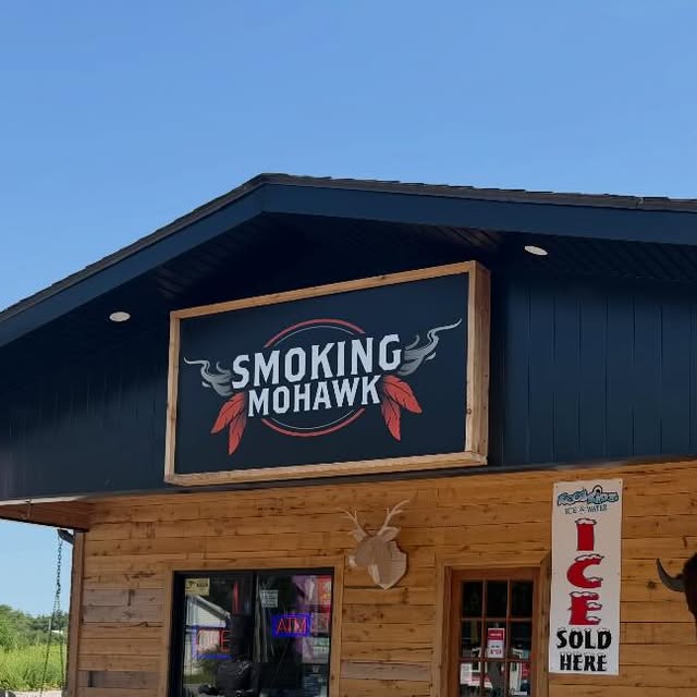 Smoking Mohawk storefront in Caledonia, Ontario